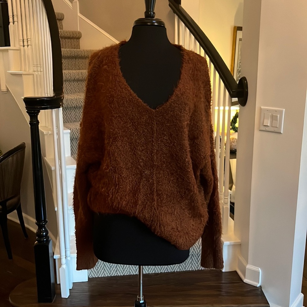 Free People brown eyelash sweater